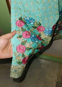 Aqua Embellished Pakistani Suit