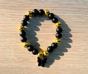 Black & Gold Butterfly Charm Bracelet