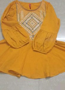 Yellow ethnic Top