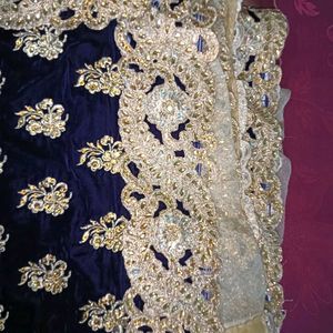 Elegant Blue Velvet Dress Material