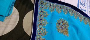 Price Drop wedding stylish blue colour saree
