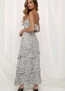 Yidarton Women&#39;s Strapless Ruffle Polka Dot Maxi