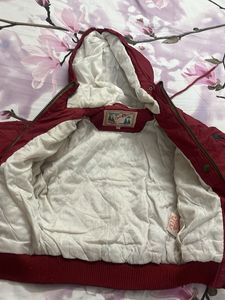 Red Quilted Hooded Jacket