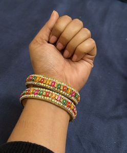 Colorful Beaded Bangles - Set of 2