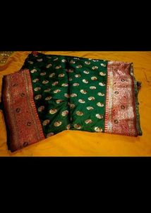 Pure silk banarsi saree with stitched blouse