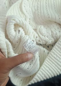 White Knit Puff Sleeve Top