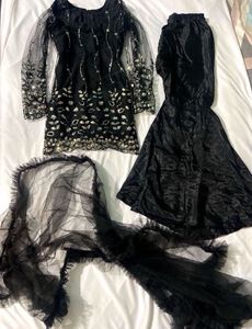 Black And Gold Sharara Set