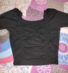 Full Sleeves Black Crop Top