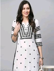 White Embroidery Kurta For Women