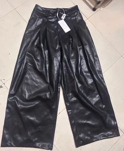 Wide Leg Faux Leather Pants