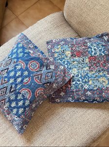 Set Of 8 Ajrakh Kantha Cushions