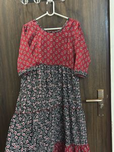 Red & Black Printed feeding Dress