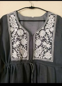 Embroidered Grey Dress