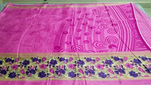 Pink Floral Saree with blouse piece