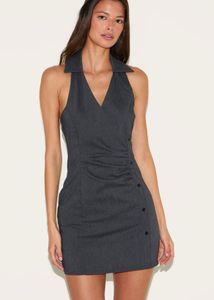 PLT buttondown collarneck backless dress