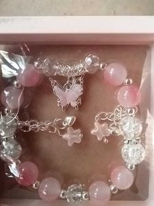 Pink Beaded Charm Bracelet