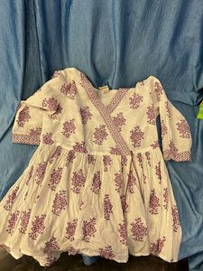 floral print purple and white kurti