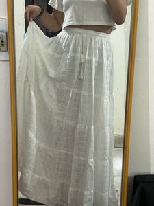 White Tiered Maxi Skirt