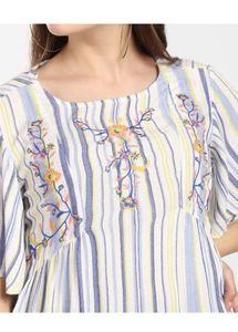 Striped Embroidered Top