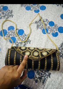 Elegant Embellished Clutch With Belt