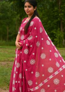 Elegant Pink Embroidered Saree