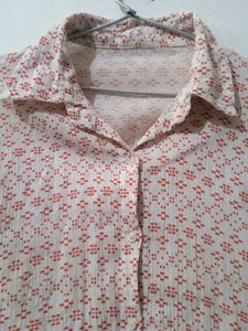 White Shirt With Orange Prints