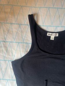 Black Cotton Crop Top - (Size S)