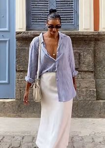 Oversized Pintresty Navy Blue Strips Shirt