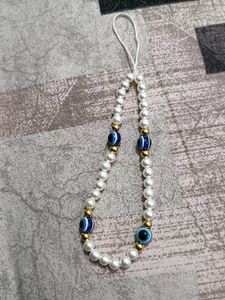 Eye Beads And Pearl Phone Charm