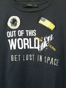 Navy Graphic Print Top