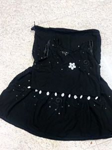 Black Embroidered Skirt Set