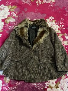 Fur Collar Chevron Jacket