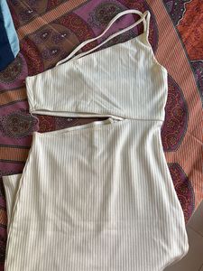 Stylish Cream Cutout Midi Dress