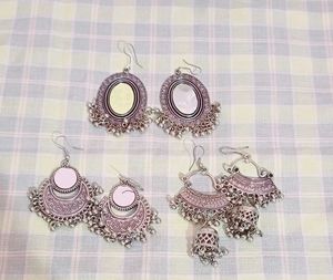 Silver Jhumka Earring Set