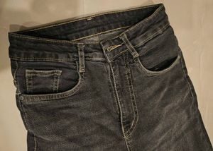 Grey High-waist straight leg jeans