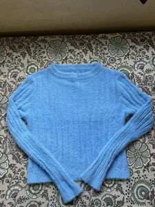 Blue Fuzzy Knit Sweater