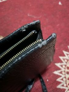 H&amp;M Black Sling Bag With Croc Finish