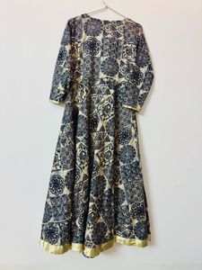 Blue Printed Chanderi Silk Kurta