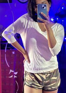 White V-neck Top