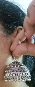 Big Oxidized Silver Jhumkas