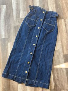 Denim Button-Down Midi Skirt