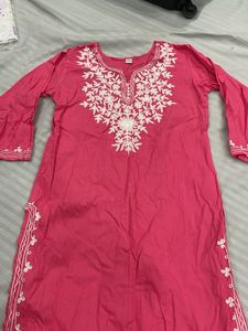 Pink Embroidered Kurta