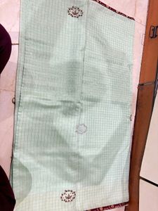 Light Green Saree One Time Used No Stains