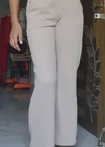 Cream Flare Leg Pants