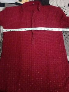 Maroon Embroidered Kurta