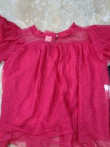 Pink Polka Dot Sheer Top