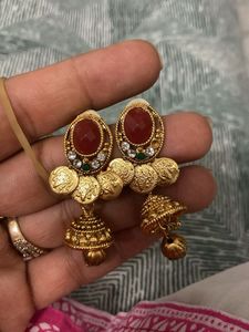 Gold Tone Jhumka Earrings