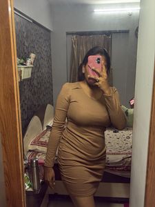 Brown Long Sleeve Dress