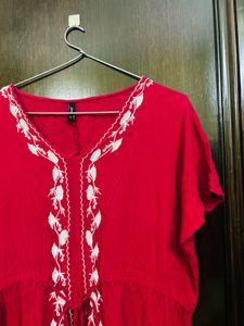 Red Embroidered Top