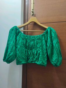 Green Eyelet Top💚